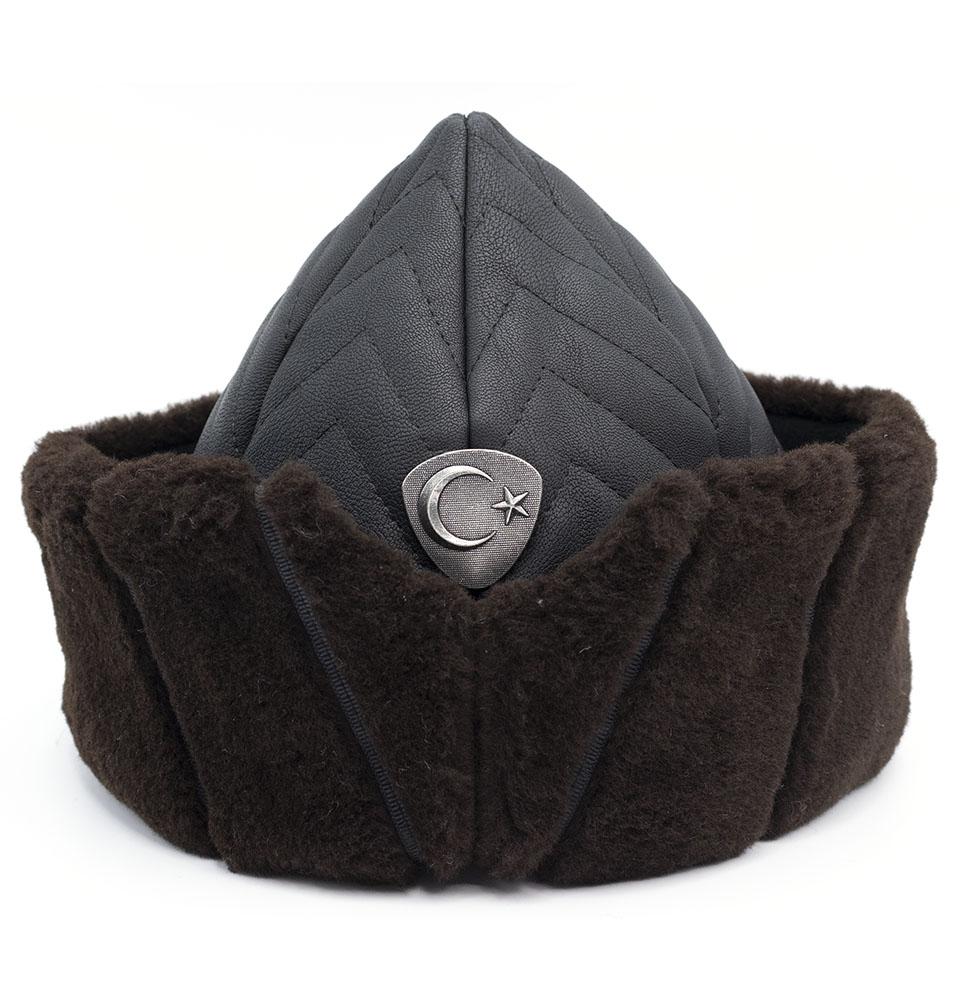 Modefa Bork Crescent Moon & Star Child Ottoman Bork Ertugrul Fur Leather Hat #2022