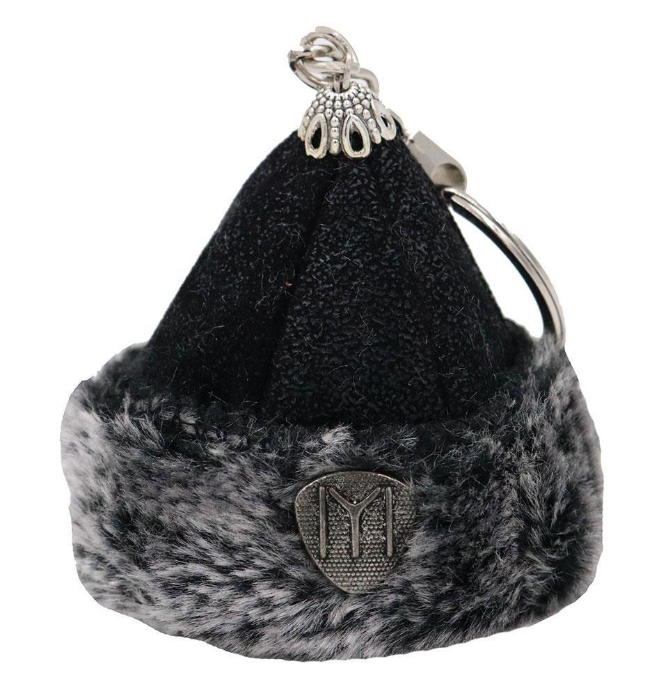 Ertugrul Kayi Tribe IYI Mini Fur Bork Hat Keychain - Black