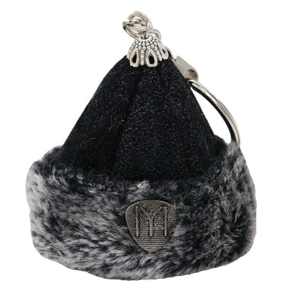 Ertugrul Kayi Tribe IYI Mini Fur Bork Hat Keychain - Black