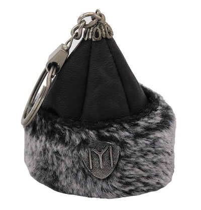 Modefa Bork Ertugrul Kayi Tribe IYI Mini Fur Leather Bork Hat Keychain - Black