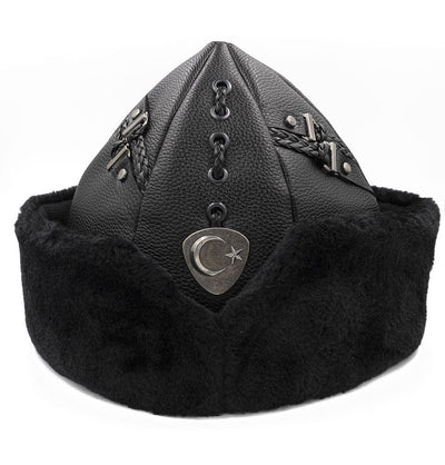 Modefa Bork Ottoman Bork Ertugrul Fur Hat Crescent Moon & Star #1020-C