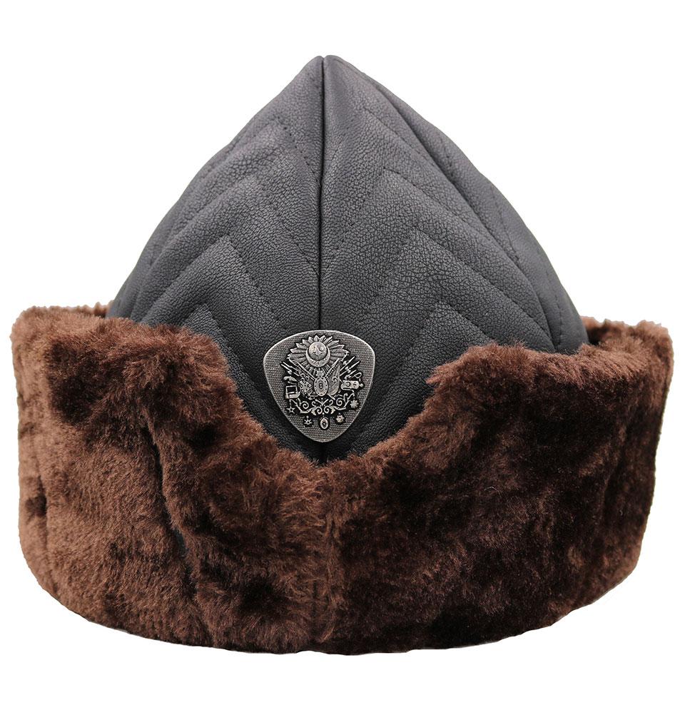 Modefa Bork Ottoman Coat of Arms Child Ottoman Bork Ertugrul Fur Leather Hat #2022