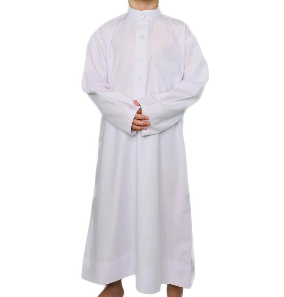 Boy's Full Length Long Sleeve Islamic Thobe - White
