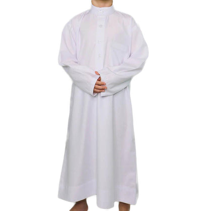 Boy's Full Length Long Sleeve Islamic Thobe - White