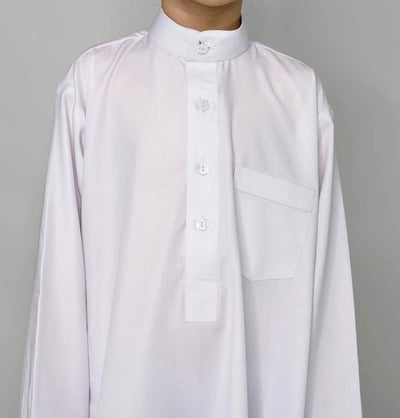 Boy's Full Length Long Sleeve Islamic Thobe - White