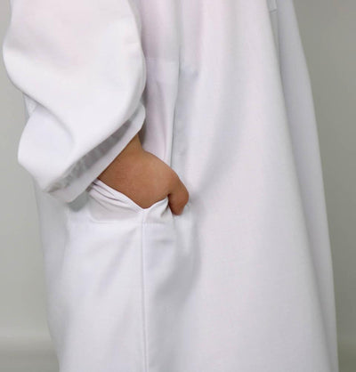 Boy's Full Length Long Sleeve Islamic Thobe - White