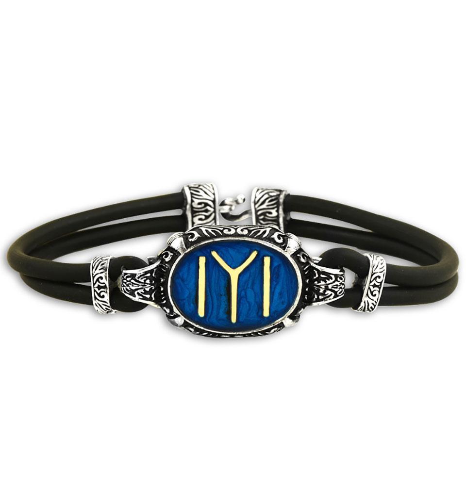 Men's Sterling Silver & Leather Ertugrul IYI Bracelet