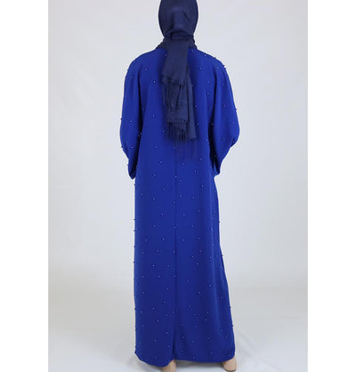 Modefa Dress Simple Beaded Ferace Abaya - Blue - Modefa 