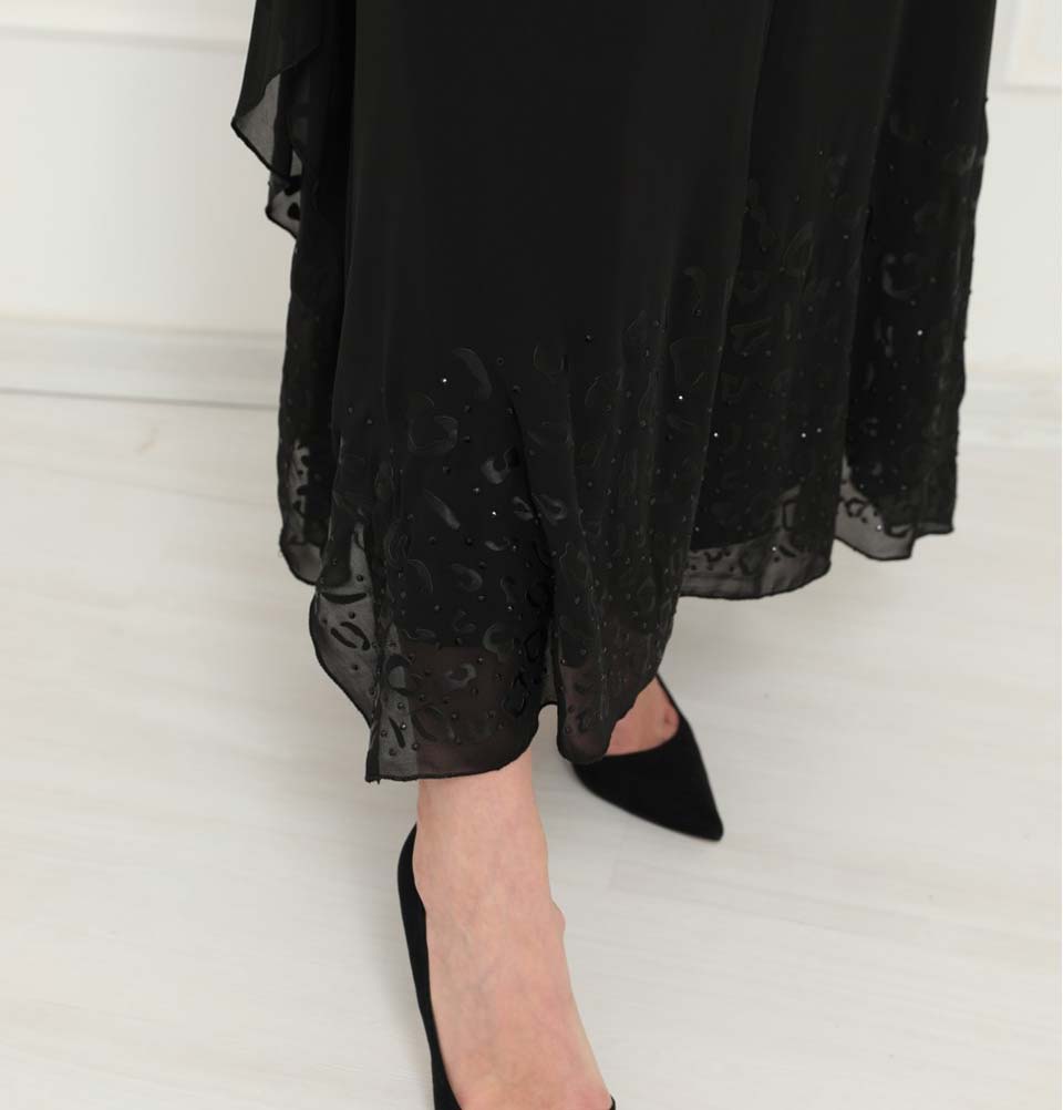 Modefa Dress Beaded Ferace Abaya 35807 Black