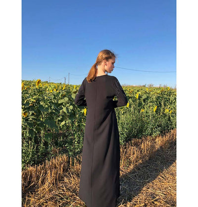 Modefa Dress Modest Beaded Dress E193 Black