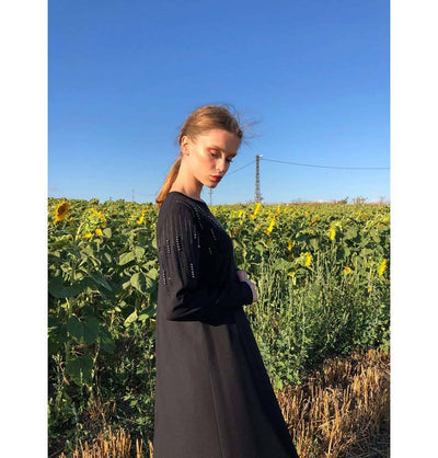 Modefa Dress Modest Beaded Dress E193 Black