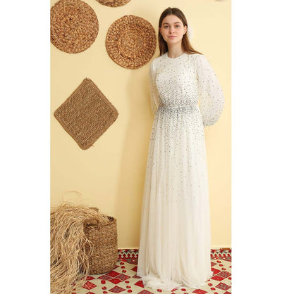 Modefa Dress Modest Beaded Formal Dress G349 Ivory