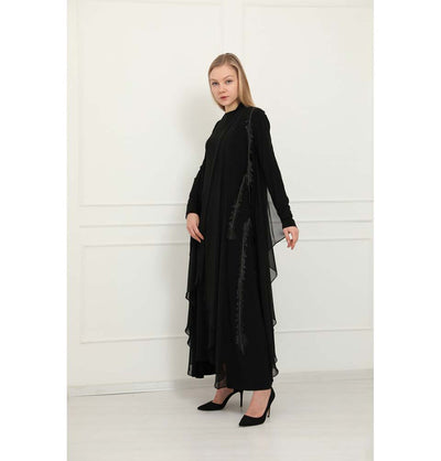 Modefa Dress Modest Formal Cape Dress 35988 Black