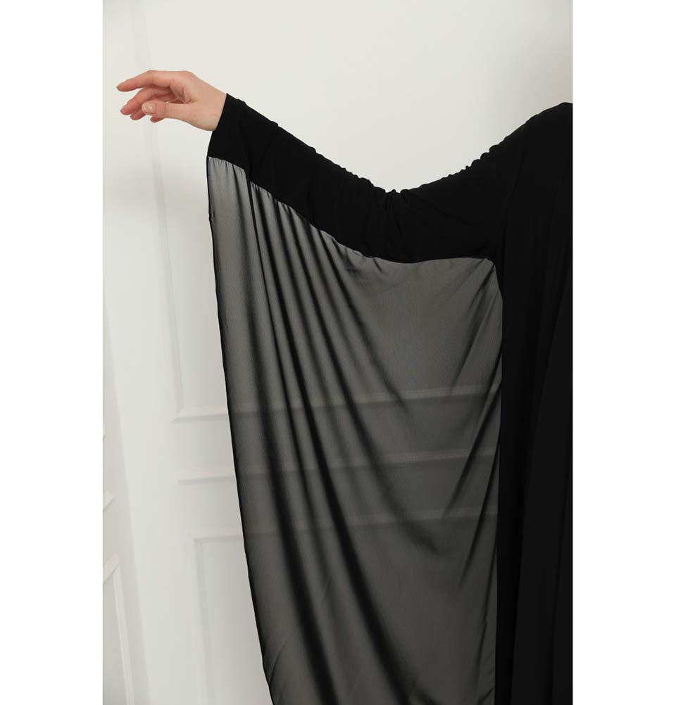 cape modest maxi dress product info and reviews Modest Formal Cape Dress 35988 Black