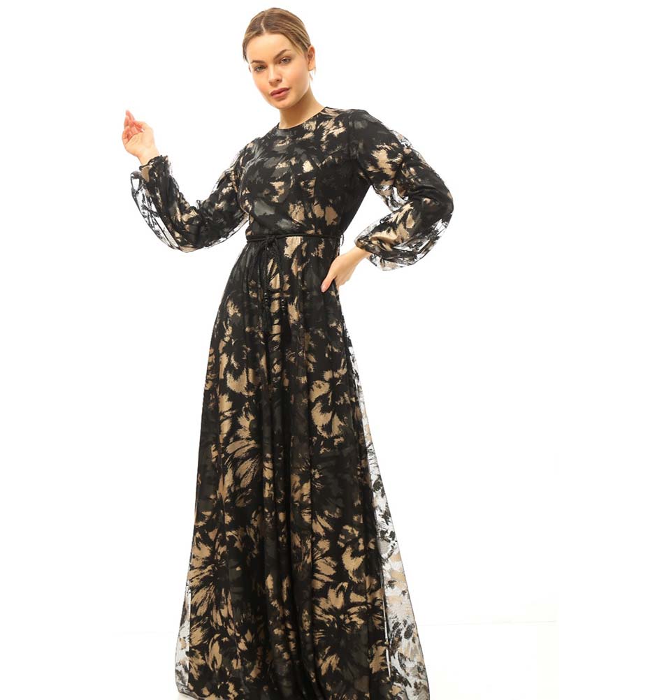 Modest Formal Dress 70002 Black & Gold