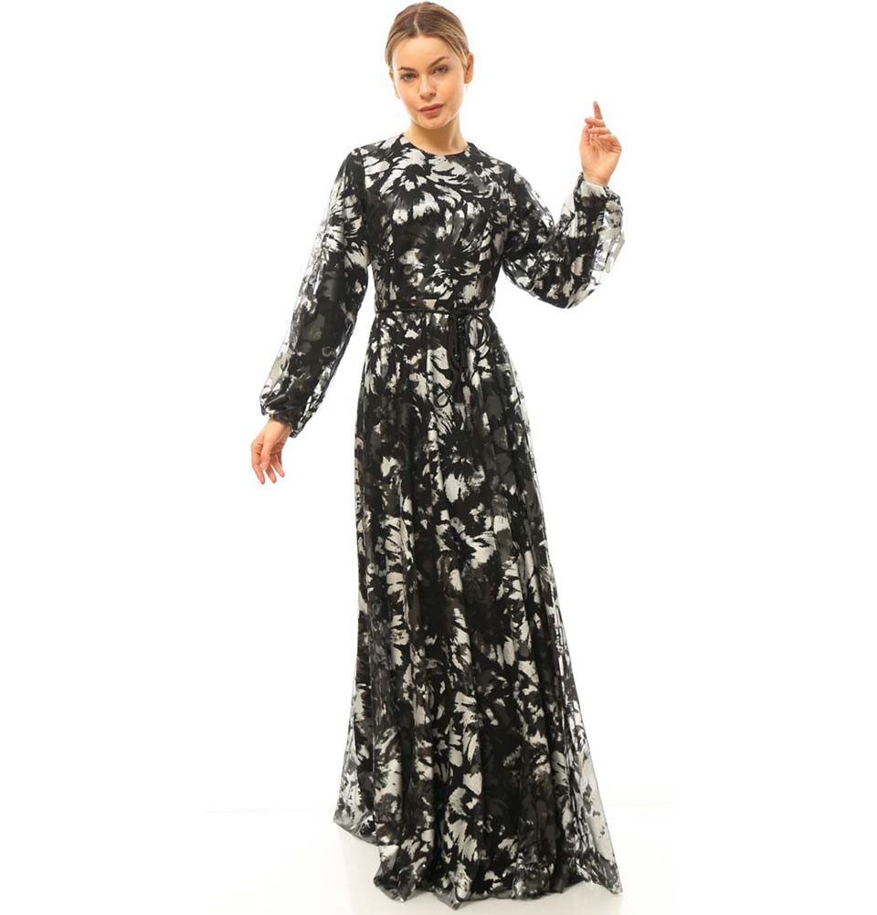 Modefa Dress Modest Formal Dress 70002 Black & Silver