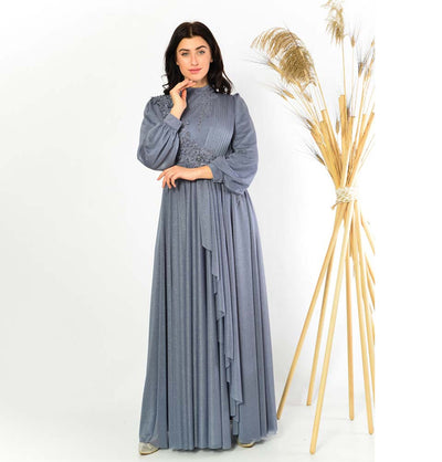 Modefa Dress Modest Formal Dress | Embellished Lace G398 Blue