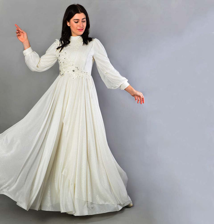 Modest Formal Dress Embellished Lace G398 Ivory - Main Image