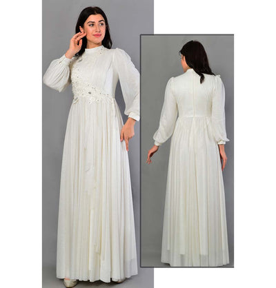 Modefa Dress Modest Formal Dress | Embellished Lace G398 Ivory