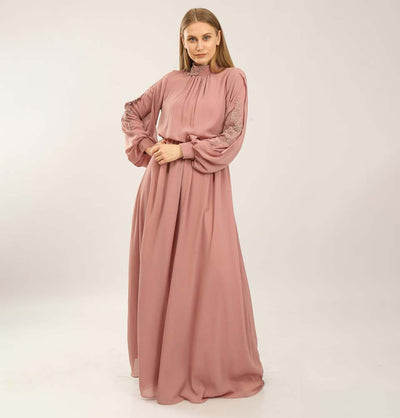 Modefa Dress Modest Formal Dress G407 Crinkled Rose Pink
