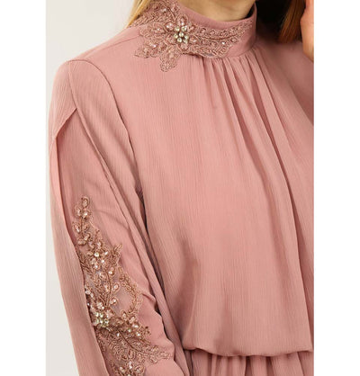 Modefa Dress Modest Formal Dress G407 Crinkled Rose Pink