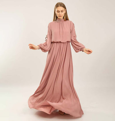 Modefa Dress Modest Formal Dress G407 Crinkled Rose Pink