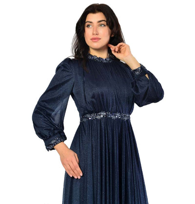 Modefa Dress Modest Formal Embellished Dress G333 Navy Blue