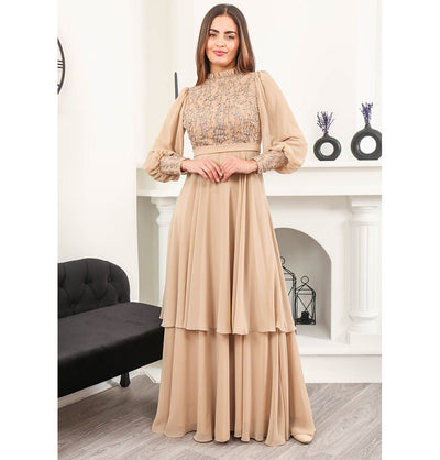 Modefa Dress Modest Formal Embellished Dress G463 Gold