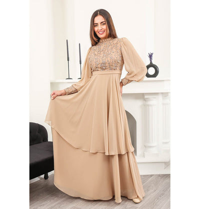 Modefa Dress Modest Formal Embellished Dress G463 Gold