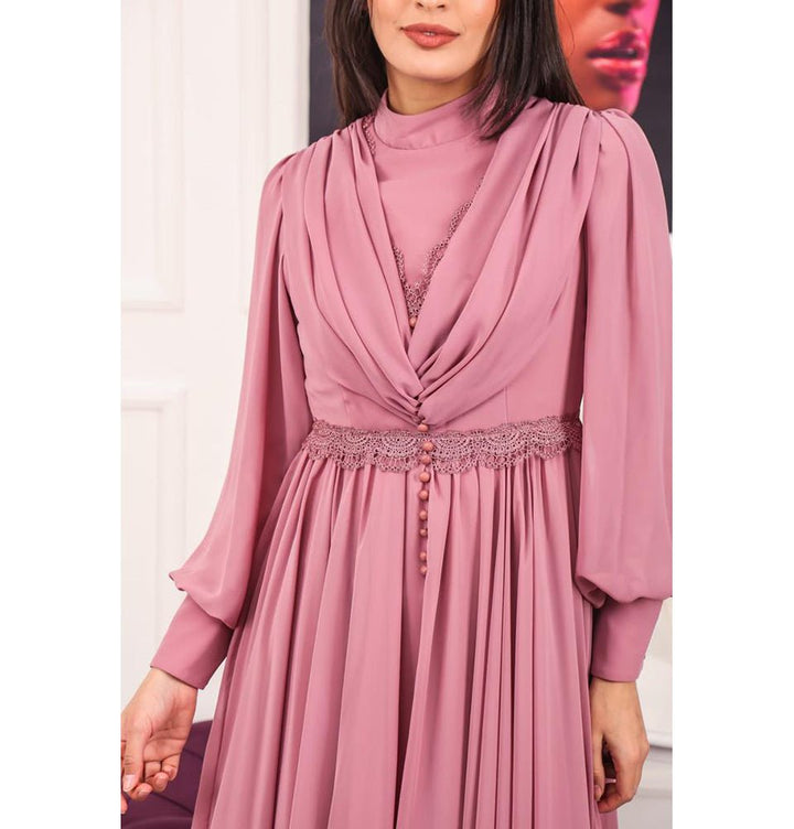 Modest Formal Evening Dress G460 Rose Pink Modest Formal Evening Dress G460 Rose Pink