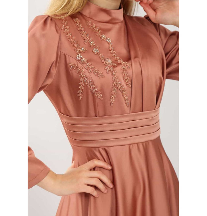 Modest Formal Satin Dress G432 Rose Gold Modest Formal Satin Dress G432 Rose Gold