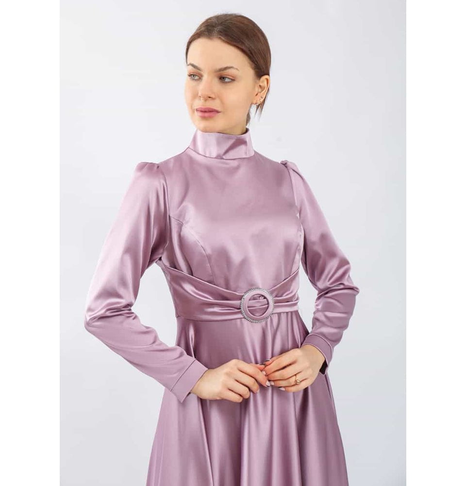 Modefa Dress Modest Formal Satin Dress G459 Lilac