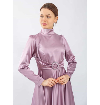 Modefa Dress Modest Formal Satin Dress G459 Lilac