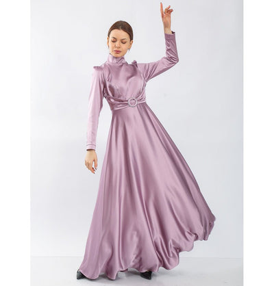 Modefa Dress Modest Formal Satin Dress G459 Lilac