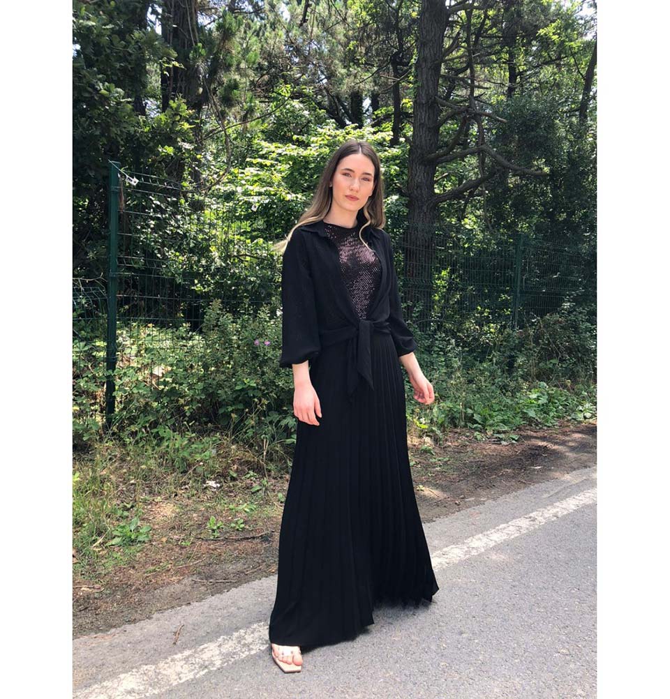 Modefa Dress Modest Formal Sequined Dress 291 Black