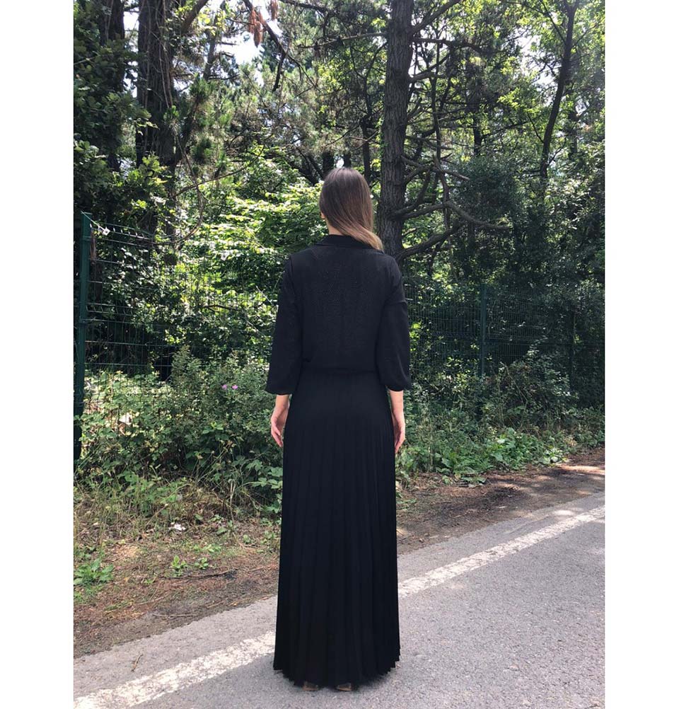 Modefa Dress Modest Formal Sequined Dress 291 Black