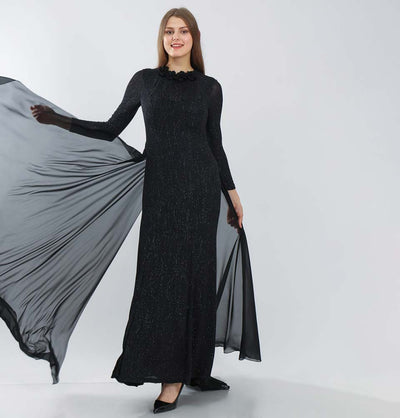 Modefa Dress Modest Formal Sequined Dress G238 Black