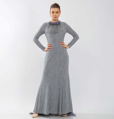 Modefa Dress Modest Formal Sequined Dress G238 Gray