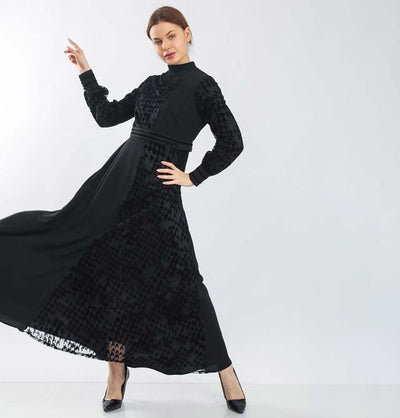 Modefa Dress Modest Formal Velvet Dress 70078 Black