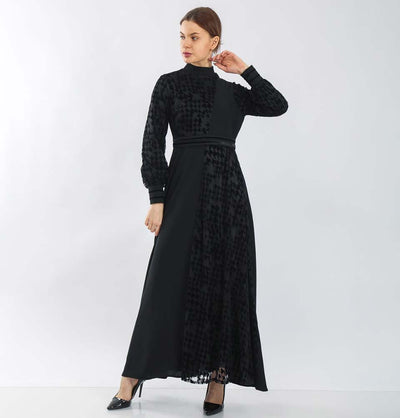Modefa Dress Modest Formal Velvet Dress 70078 Black