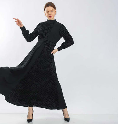 Modefa Dress Modest Formal Velvet Dress 70078 Black