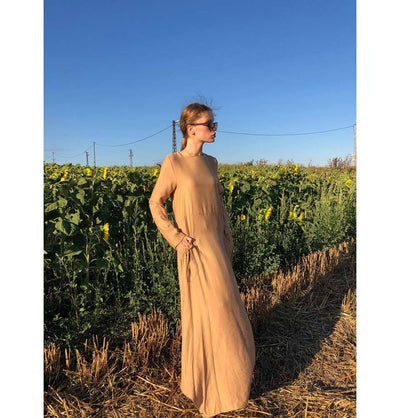 Modefa Dress Modest Simple Dress E270 Beige