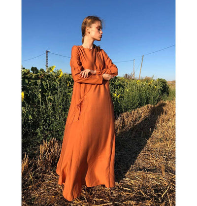 Modefa Dress Modest Simple Dress E270 Burnt Orange