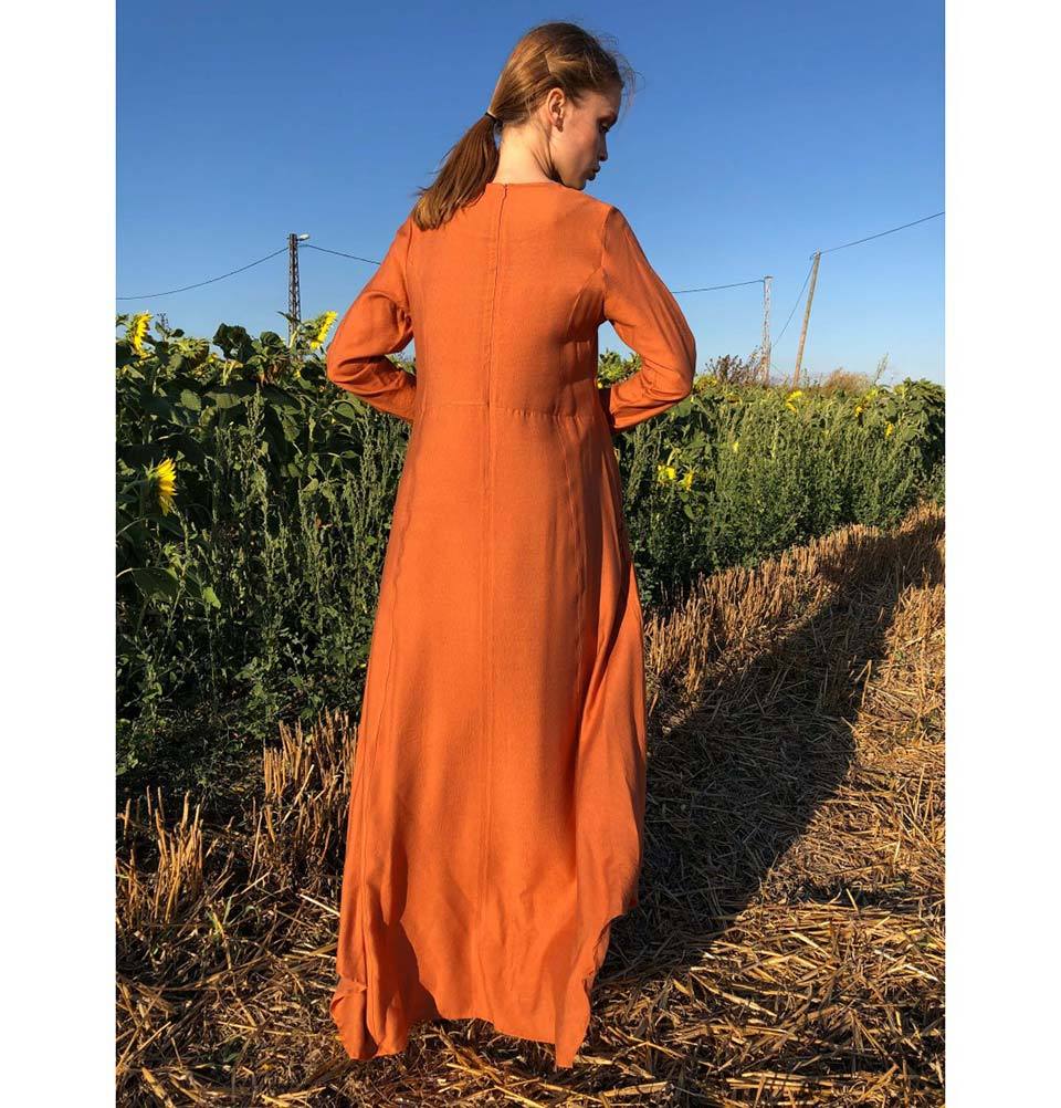 Modest Simple Dress E270 Burnt Orange