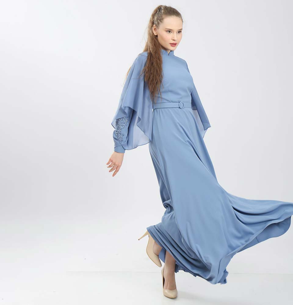 Modefa Dress Modest & Simple Formal Dress | Blue Lace G408