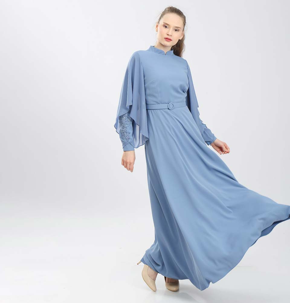 Modefa Dress Modest & Simple Formal Dress | Blue Lace G408