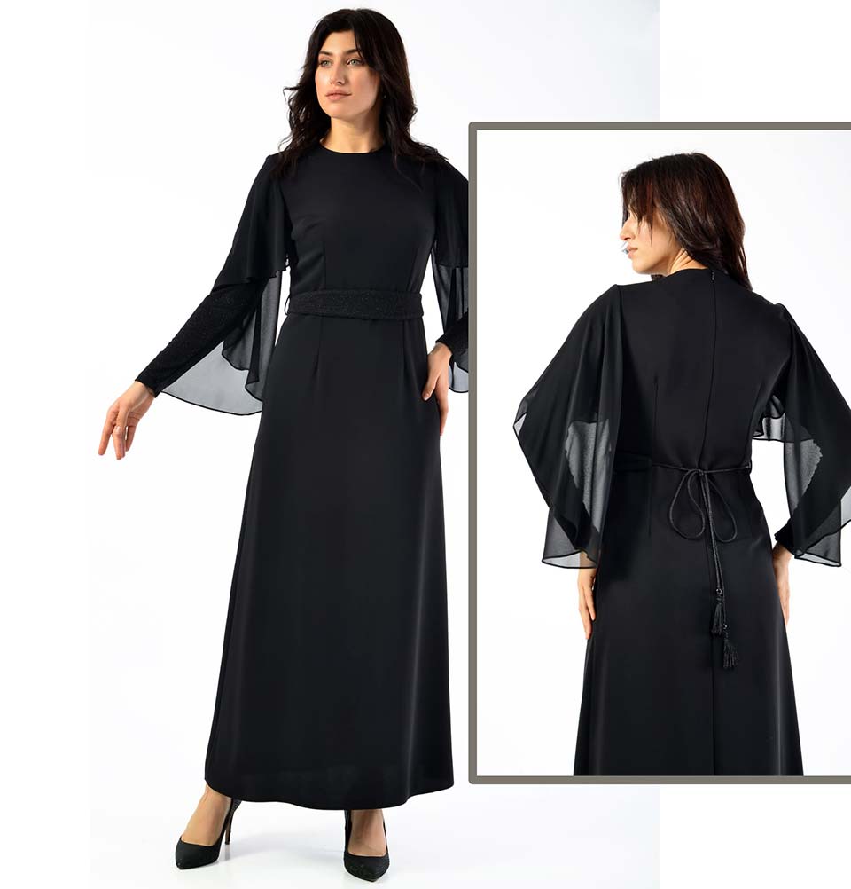 Modefa Dress Modest & Simple Formal Dress | Shimmery Black 70022