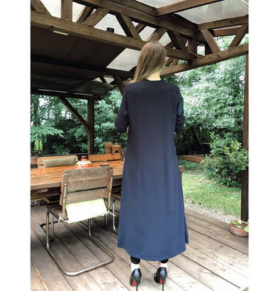Modefa Dress Sequined Topcoat Abaya 35987 Navy Blue