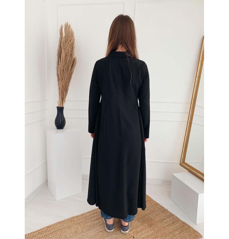 Modefa Dress Simple Zippered Topcoat Abaya 35984 Black