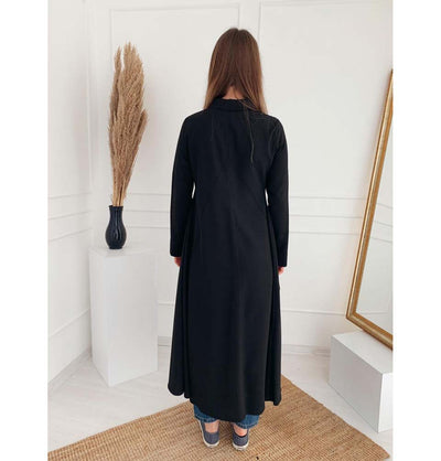 Modefa Dress Simple Zippered Topcoat Abaya 35984 Black